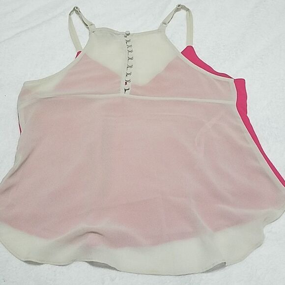 Naked Zebra Pink & Cream Sheer Tank Top (Small) - Picture 3 of 5